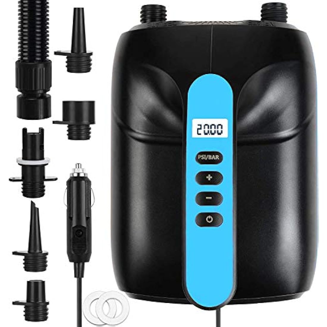 20PSI Electric Paddle Board Pump,Sup Pump Electric DC12V,Dual Stage Quick Air Inflator & Auto-Off,Suitable for Inflation/Deflation Stand Up Paddle Board,kayaks,Tent,Boats,Water Sports