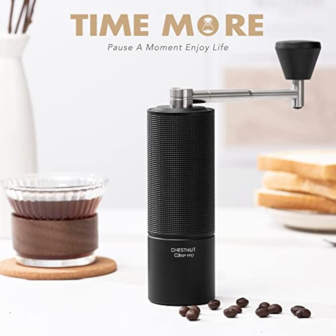 TIMEMORE Chestnut C3 ESP PRO Coffee Grinder Manual, Upgrade Integrated All-Metal Body, Hand Coffee Grinder with Folding Handle, for Espresso to French Press, Black