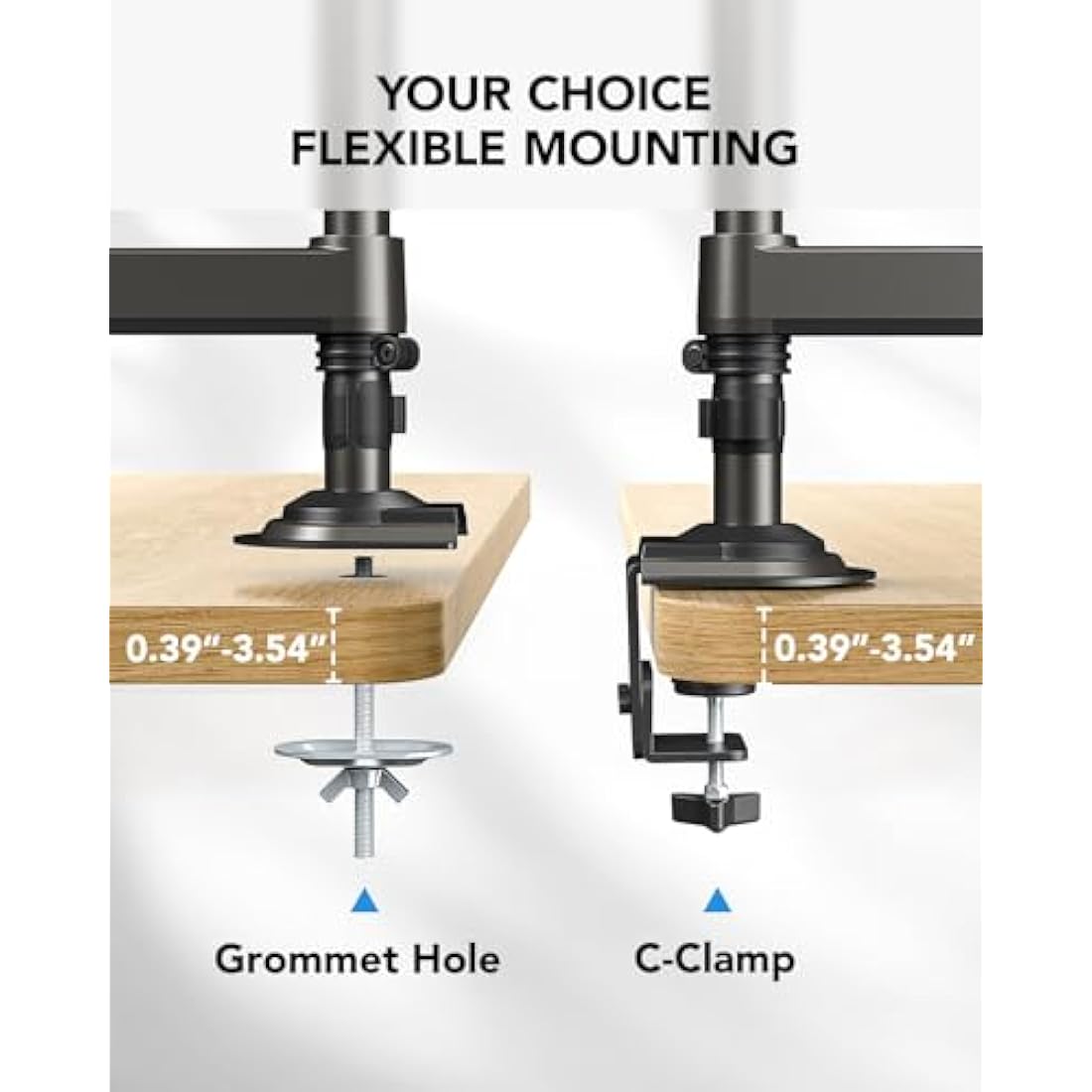 HUANUO Taller Dual Monitor Stand Long Arms for 13 to 32 inch Screens, Monitor Arm Desk Mount with Tilt Swivel Rotation, Height Adjustable Double Arm Mount, Loda Capacity 19.8 lbs, VESA 75 & 100 mm