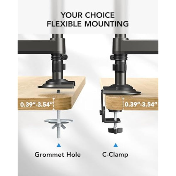 HUANUO Taller Dual Monitor Stand Long Arms for 13 to 32 inch Screens, Monitor Arm Desk Mount with Tilt Swivel Rotation, Height Adjustable Double Arm Mount, Loda Capacity 19.8 lbs, VESA 75 & 100 mm