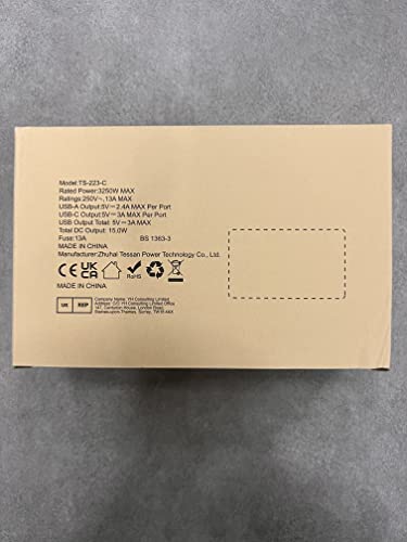 Plug Adapter, TESSAN Plug Extension Socket with 3 USB, 3 Way UK Multi Outlets Extender, Wall Charger for School Home, Kitchen, Office, School Supplies