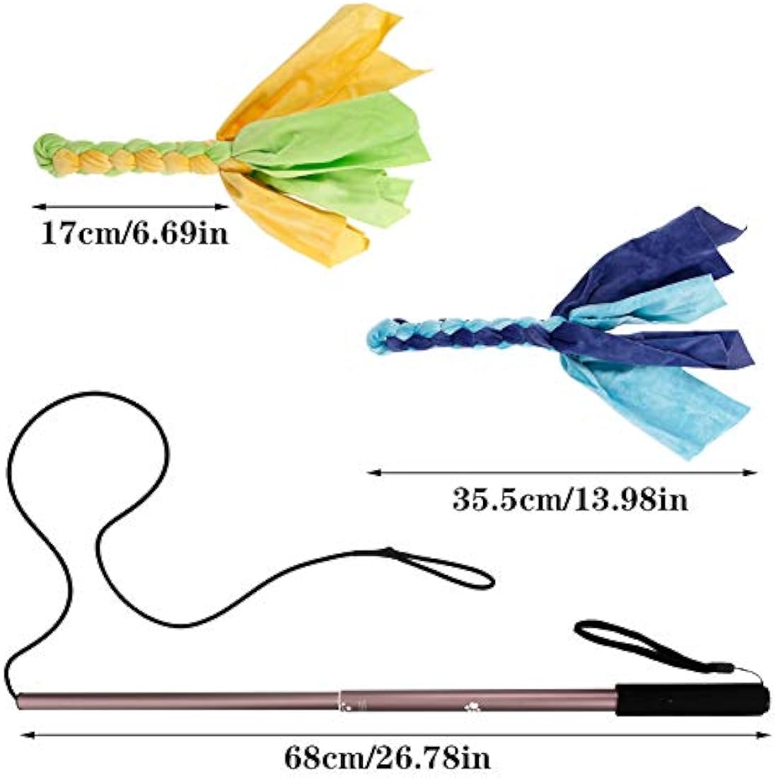 Auidy_6TXD Flirt Pole Dogs,Interactive Dog Toys Retractable Dog Toy Stick with 2 Tease Chew Toys Rope for Chewing,Training Exercise