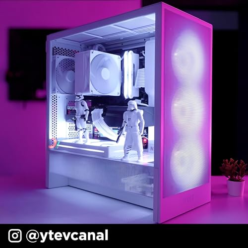 NZXT H5 Flow RGB - Compact ATX Mid-Tower PC Gaming Case - High Airflow - F360 RGB Core (CV) Included - 360mm Front & 240mm Top Radiator Support - Cable Management - Tempered Glass - White