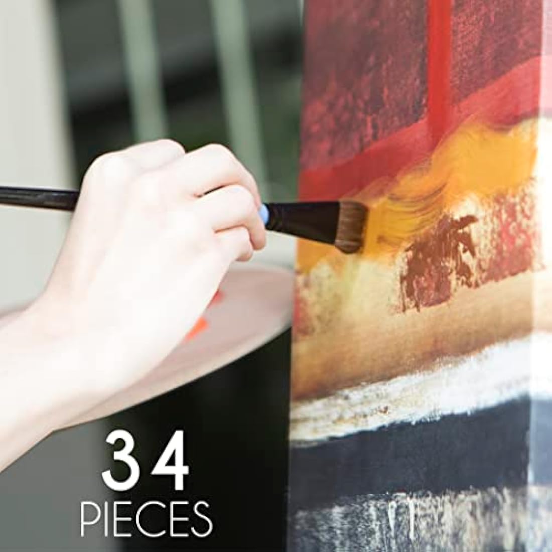 Acrylic Paint Set for Artists - with Box, Wood Easel, 24 Tubes of Acrylic Paints, 6 Paintbrushes, Blank Canvas, Spatula, and Mixing Palette - Portable Travel Kit