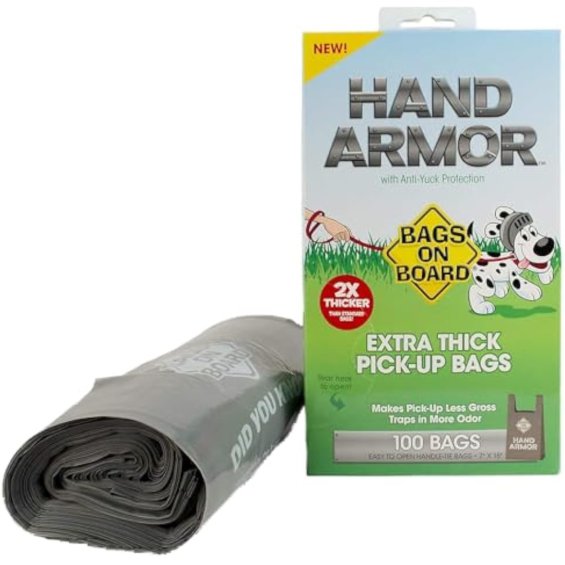 Bags on Board Hand Armour Extra Thick Dog Poo Bags with Leak Proof Protection, 100 Bags