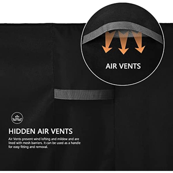 Dokon Garden Furniture Covers Waterproof Heavy Duty 600D Oxford Fabric Garden Table Cover with Air Vent Windproof Anti-UV Outdoor Table and Chairs Covers, Patio Set Cover Round (Ø128x71cm) - Black