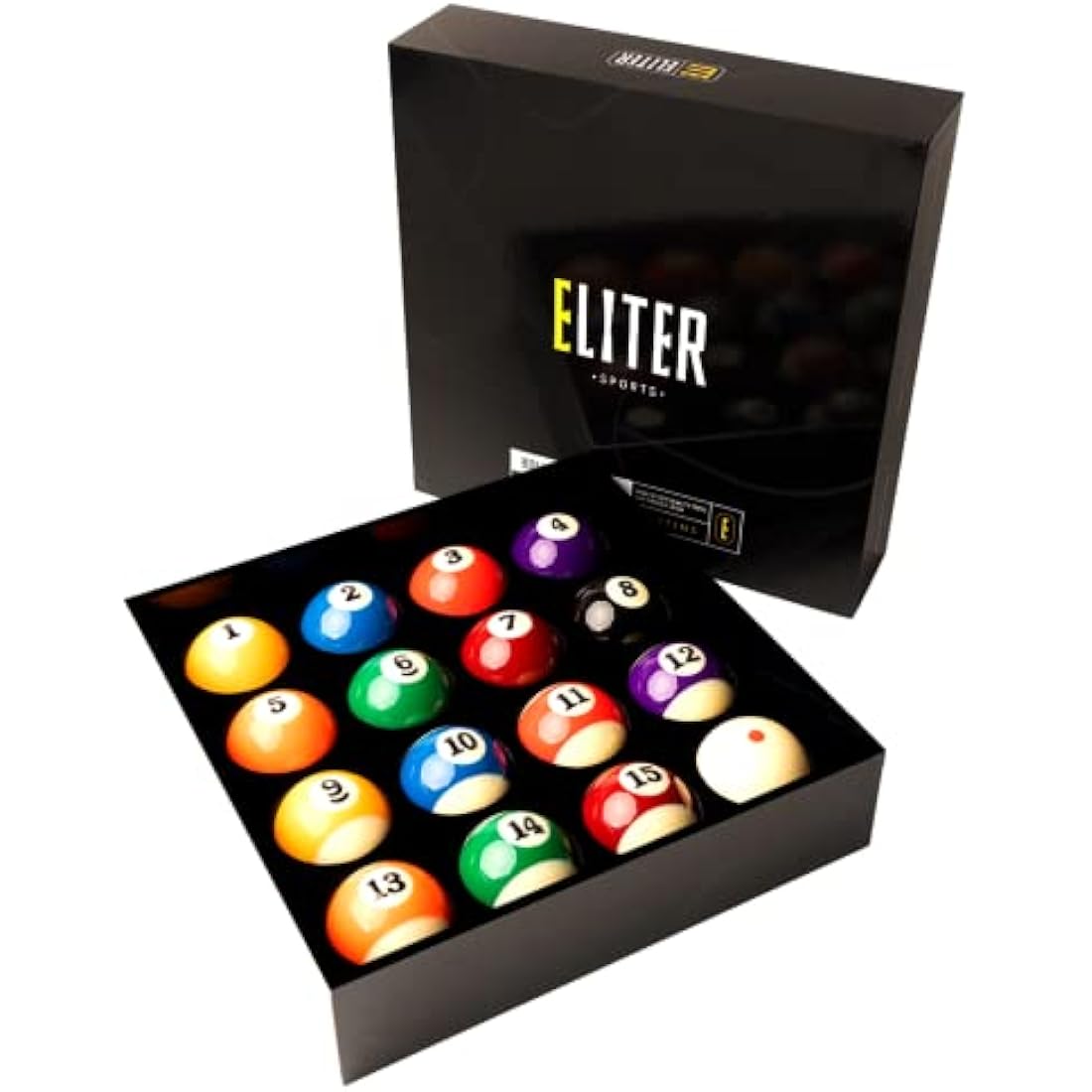 ELITER SPORTS ® - Professional American Pool Billiard Balls Set - 2-1/4" - 16 Billiards Accessories - Made of Pure Resin 5A Grade