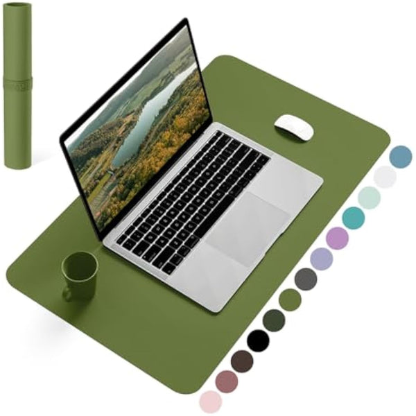 YSAGi Non-Slip Desk Pad, Waterproof PVC Leather Desk Table Protector, Ultra Thin Large Mouse Pad, Easy Clean Laptop Desk Writing Mat for Office Work/Home/Decor (60 x 35 cm, Grass Green)