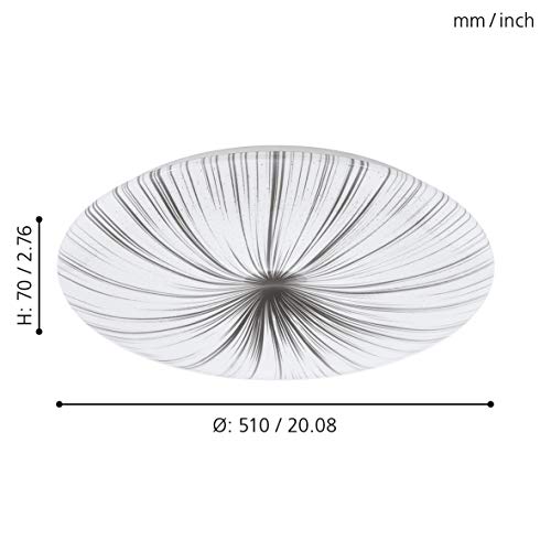 EGLO Nieves LED Ceiling Light, Diameter 51 cm, Crystal Effect Ceiling Light Made of Plastic and Metal, Living Room Lamp in White, Silver, Bedroom