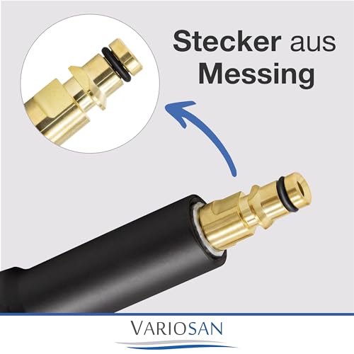 VARIOSAN High Pressure Hose 15m, Black 200 Bar for K?rcher K2-K7 & 2.641-721.0, Premium Quality Brass Connectors
