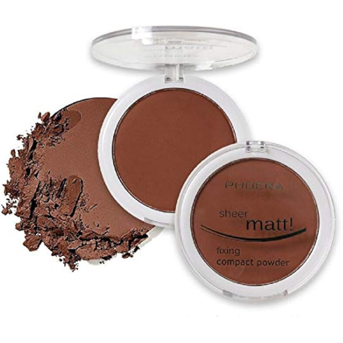 AQUAPURITY PHOERA Sheer Matte Compact Powder Fixing Powder Makeup Base Fixer Setting Powder Foundation Fixing Compact Pressed Powder Long Lasting Skin Vitamin E Beauty Blender (208ESPRESSO)
