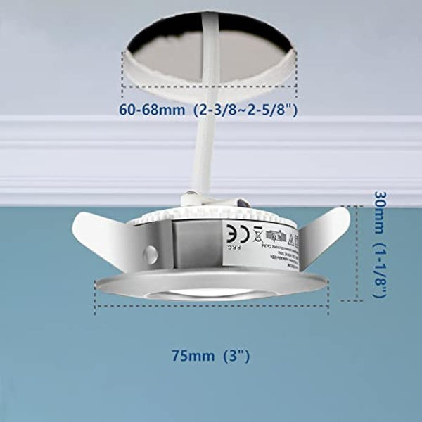 HiBay 6X 5W Recessed Ceiling Lights Ultra Thin Down Light IP44 Spotlight Chrome Warm White LED Downlights for 60-68mm Ceiling Hole of Bathroom Kitchen Soffits