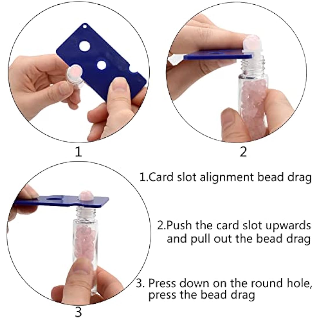 Essential Oil Roller Bottle EVA Carrying Travel Case and 10pcs Essential Oil Gemstone Roller Ball Bottles Frosted Glass Inside 10ml Healing Crystal Chips