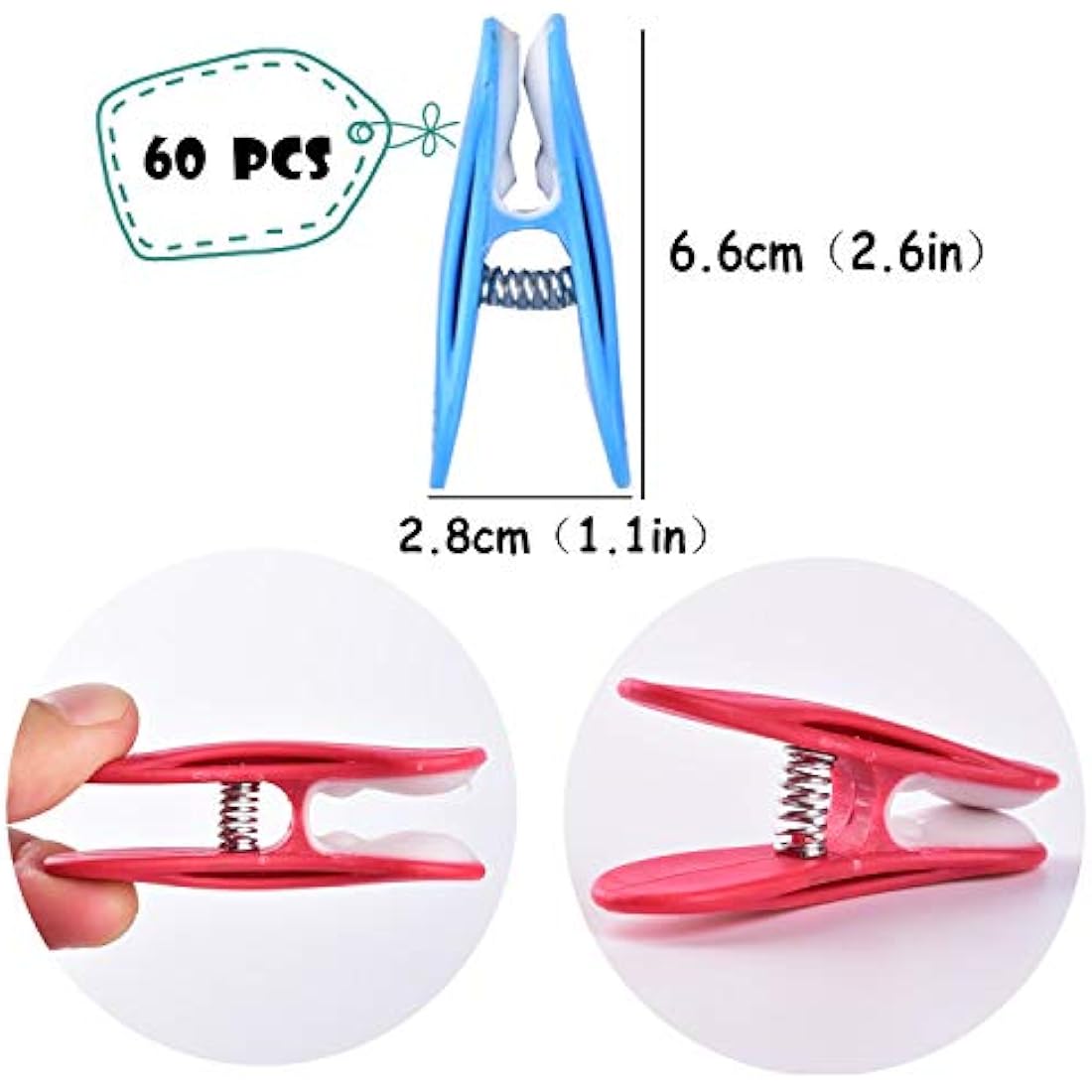 60 Pieces Clothes Pegs for Washing Line Washing Line Pegs Spring for Strong Grip,Soft Clip Non Slip Laundry Clothes Pegs, Washing Pegs Designed to Avoid Marks,UV Resistant for Indoor Outdoor (60 Pack)