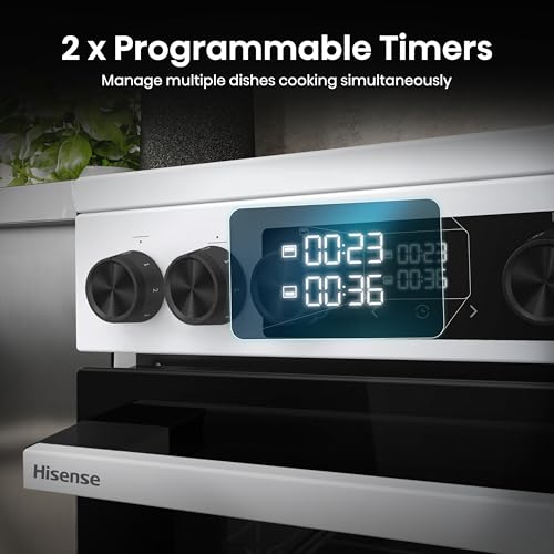 Hisense HDE3211BBUK 60cm Electric Cooker with Ceramic Hob-Black , A Rated Double Oven