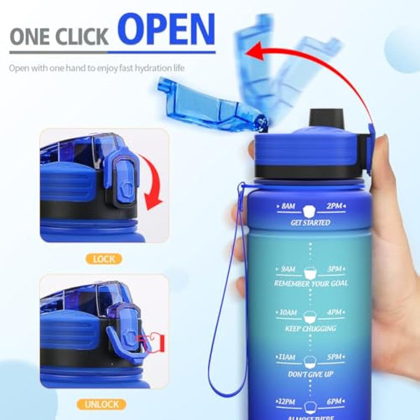 Niggeey 500ml & 700ml & 1000ml Motivational Water Bottle with Time Marker, Sports Water Bottles, Leak Proof BPA Free Tritan Drink Bottle for Kids, Men, Women, Running, Cycling, School, Gym and Sport