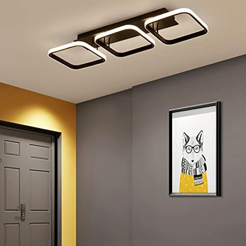 EIDISUNY Ceiling Light 3 Rectangles LED Latest Personality Simple Black Modern Led Ceiling Light for Hallway Entrance Office Bedroom Kitchen Living Room Aisle 33W Cool White Light 6000K (Black)