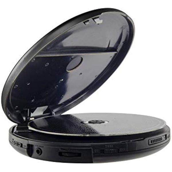 groov e RETRO Radio CD Player - Personal FM Radio with CD-R, CD-RW, & MP3 Music Playback - Anti-Skip Protection, Programmable Tracks - Earphones Included - Micro-USB or Battery Powered - Black