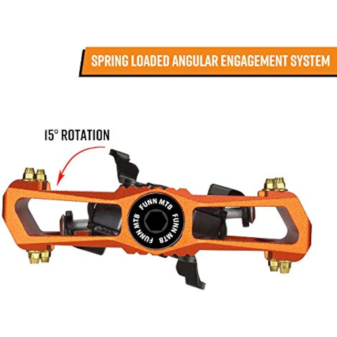 Funn Ripper Mountain Bike Clipless Pedals, Rocker Clip/Spring-Loaded Clip-in Mechanism, Compatible with SPD Cleats, 9/16" CrMo Axle Bicycle Pedals for MTB/Gravel Cycling
