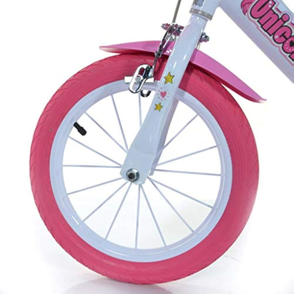 Dino Bikes 144R-UN Unicorn 14" Bicycle 14'', White & Pink