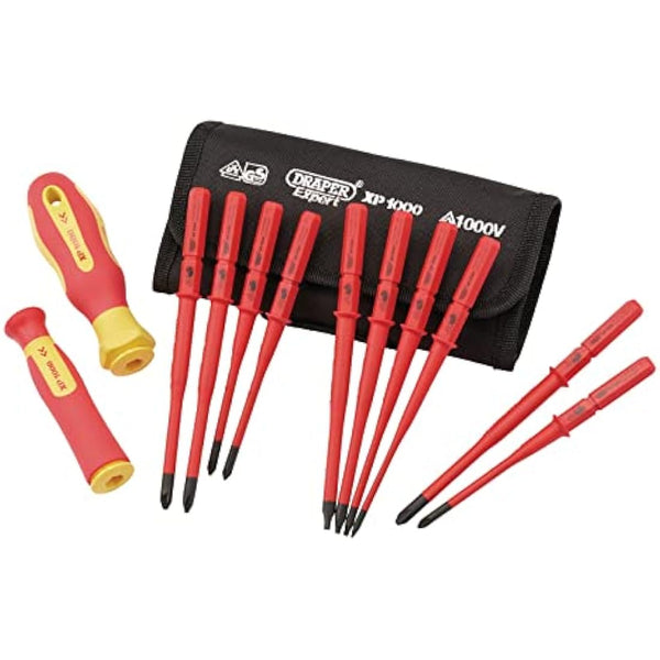 Draper 12 Piece Interchangeable Screwdriver Set | XP1000 Extra Slim | Portable Set with Case | 70867