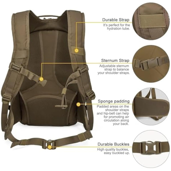 Mardingtop 28L Military Tactical Backpack Practical Rucksack for Men with Molle System Outdoor Hiking Backpack Army Backpack for Hiking, Traveling, Mountaining