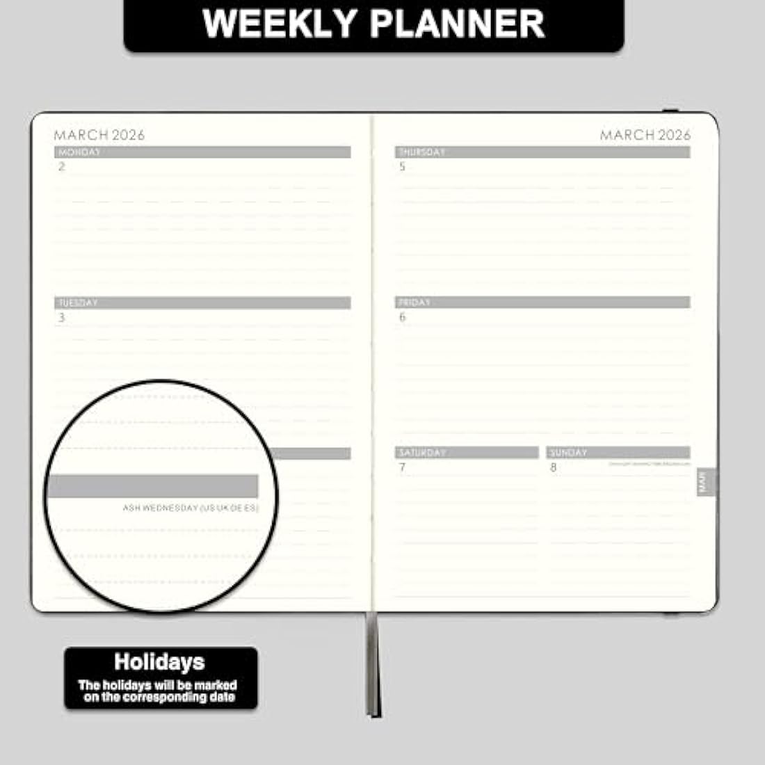 Academic Diary 2025-2026 - Diary 2025-2026 A5 Week to View from July 2025 to June 2026, 14.6 X 21 cm, A5 Premium Thicker Paper with Pen Holder, Inner Pocket and 88 Notes Pages, black