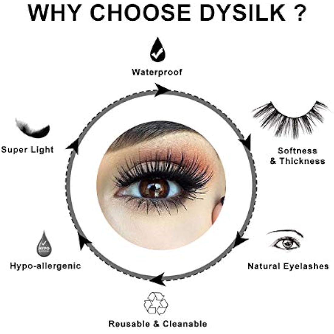 DYSILK 5D Eyelashes Wispies Handmade False Eyelashes Pack Extension Thick Long Reusable Soft Makeup Natural Look Fake Eyelashes