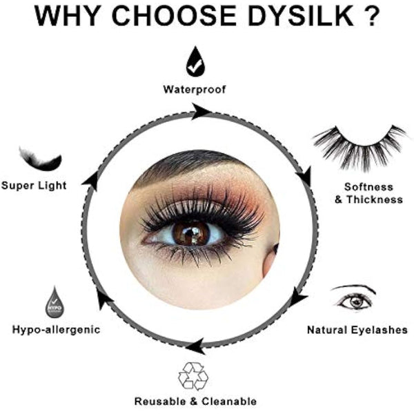 DYSILK 5D Eyelashes Wispies Handmade False Eyelashes Pack Extension Thick Long Reusable Soft Makeup Natural Look Fake Eyelashes