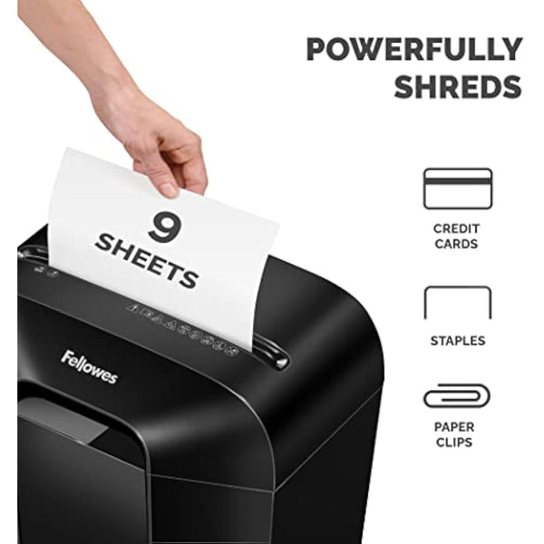 Fellowes Paper Shredder for Home Office Use - 9 Sheet Cross Cut Shredders Home Use - Shredder with 17L Bin & Safety Lock - Powershred LX50 - Shreds 31 Sheets in One Minute - High Security P4 - Black