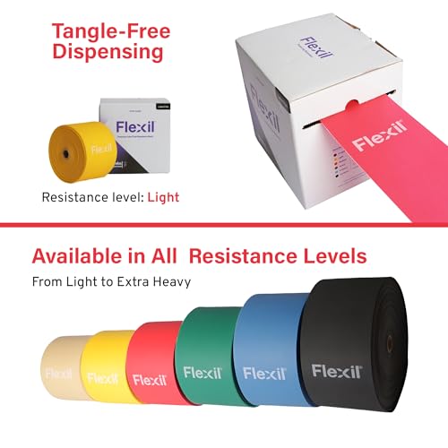 Flexil Resistance Band | 45.5M | Latex-Free | Yellow | Light | Home Gym Equipment | Strength Training and Physical Therapy - Tension Level Light