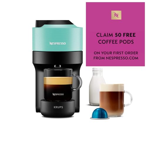 Nespresso Coffee Machine Barista Bundle includes Vertuo Pop White by Krups, Milk Frother, 2x Mugs, 2 x spoons, Melozio coffee pods & Chiaro coffee pods