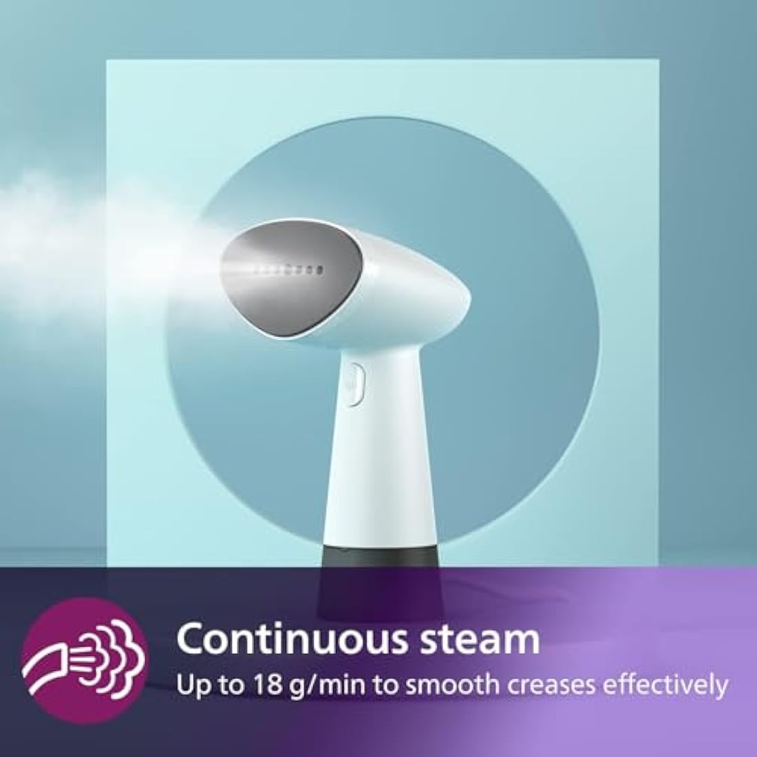 Philips Handheld Steamer 1000 Series, 35 sec. Heat-up Time, Lightweight & Compact Design, Heat Resistant Glove, 85 ml Water tank, White (STH1010/10)