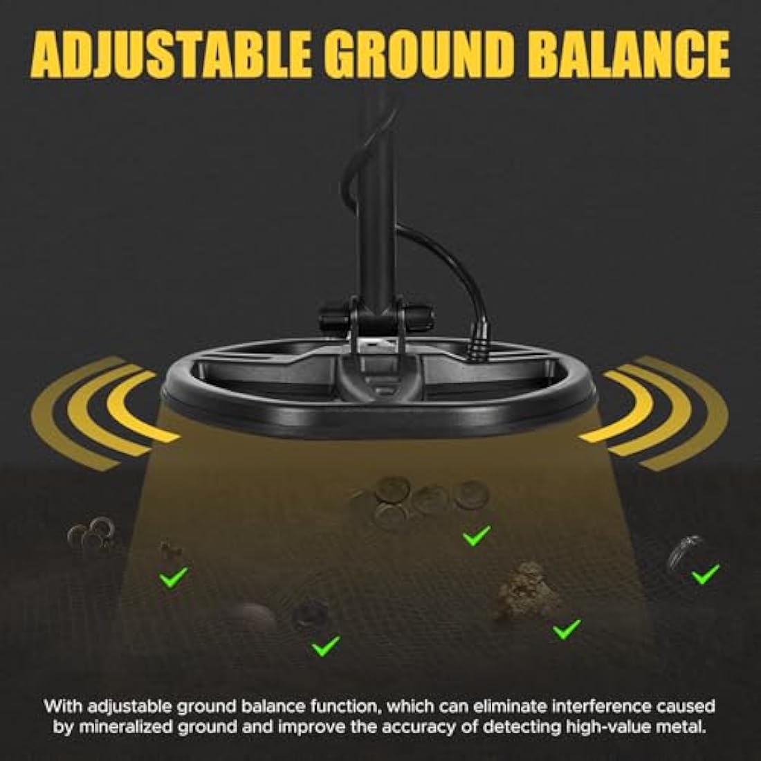 Hazlewolke Professional Metal Detector for Adults with Adjustable Ground Balance, Strong Anti-interference Ability & High Sensitivity & Pinpoint Mode, 11" Double D Waterproof Search Coil Gold Finder