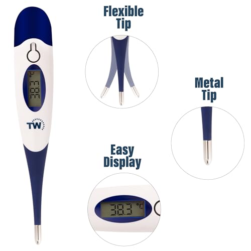 Digital Pet Thermometer For Animal Owners of Dogs Cats Horses Vets Flexible Temperature Probe Includes Veterinary Hobdays Chart
