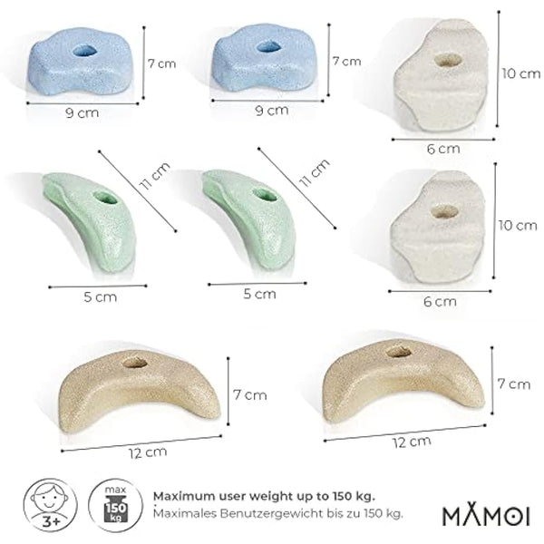 MAMOI® Climbing wall holds for kids 4/8 pcs | Climbing stones | Climbing holds for kids | Kids Climbing Holds | Rock Climbing Holds | Climbing Wall Holds | Climbing Holds for Wall | Made in EU