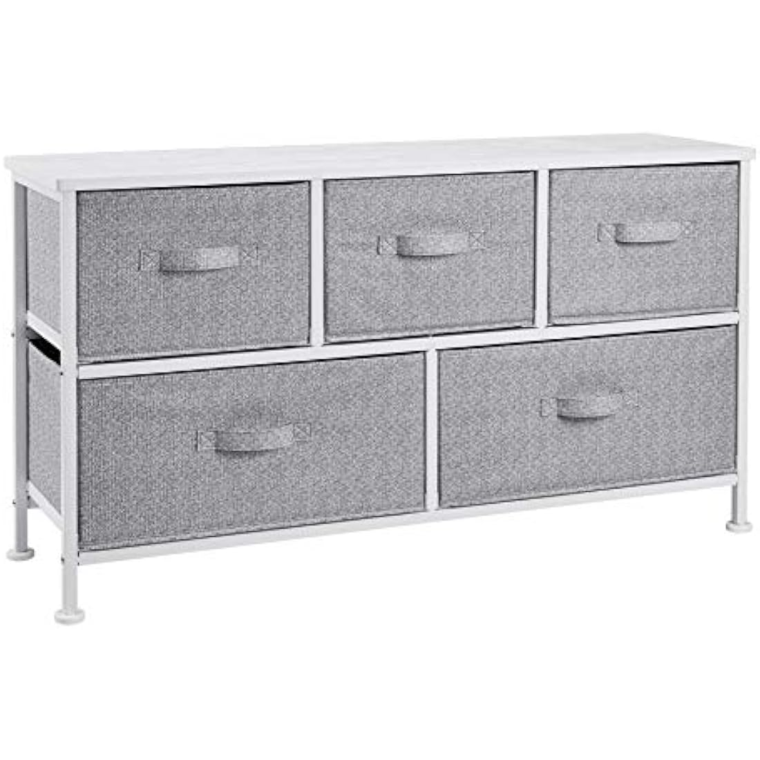 Amazon Basics Extra Wide Fabric 5-Drawer Storage Organizer Unit for Closet, White