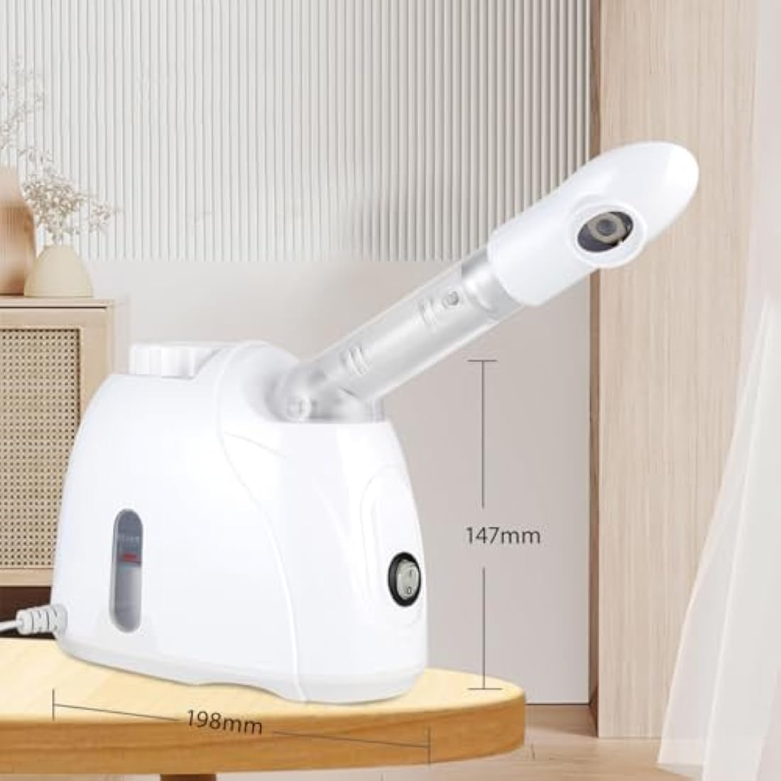 Facial Steamer Professional Spa Home Facial Steamer Sauna Pores Cleanse Warm Mist Moisturizing Beauty Instrument with Aromatherapy Design (White 80ml)