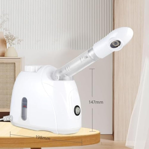 Facial Steamer Professional Spa Home Facial Steamer Sauna Pores Cleanse Warm Mist Moisturizing Beauty Instrument with Aromatherapy Design (White 80ml)