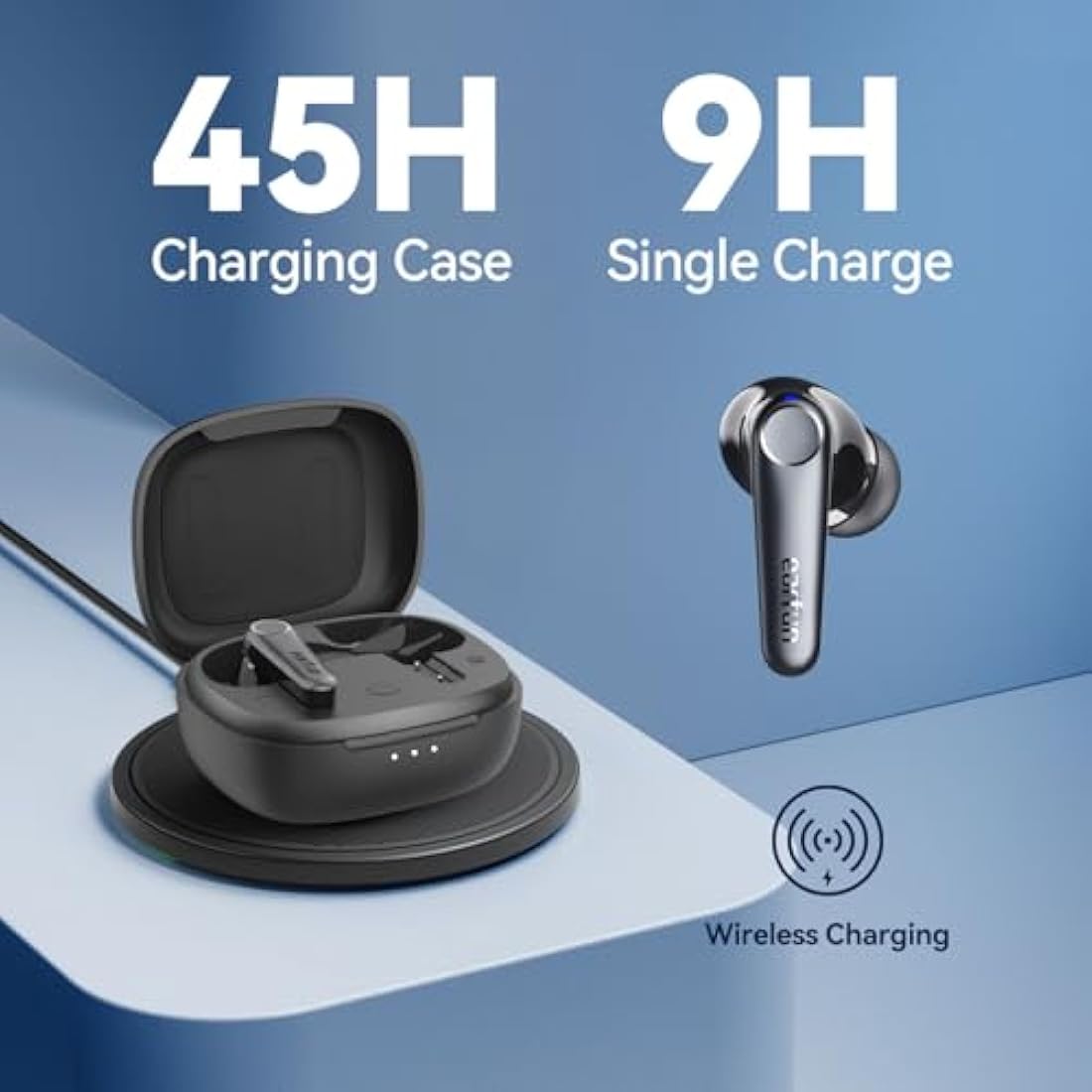 EarFun Air Pro 3 Wireless Earbuds, Hybrid Active Noise Cancelling, Qualcomm® aptX™ Adaptive Sound, 6 Mics CVC8.0 Calls, Bluetooth 5.3, 11mm Wool Drivers, Multi-Connection, App Customize EQ, 45H