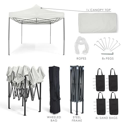 All Seasons Gazebos 3x4.5 Fully Waterproof Pop up Gazebo With Accessories - Metallic Grey