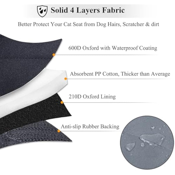 VIVAGLORY Dog Seat Covers, Dog Backseat Cover Pet Bench Protectors with Anti-Slip Backing, Car Seat Cover Back Seats Cover Rear Seat Covers for Dogs, Grey, L