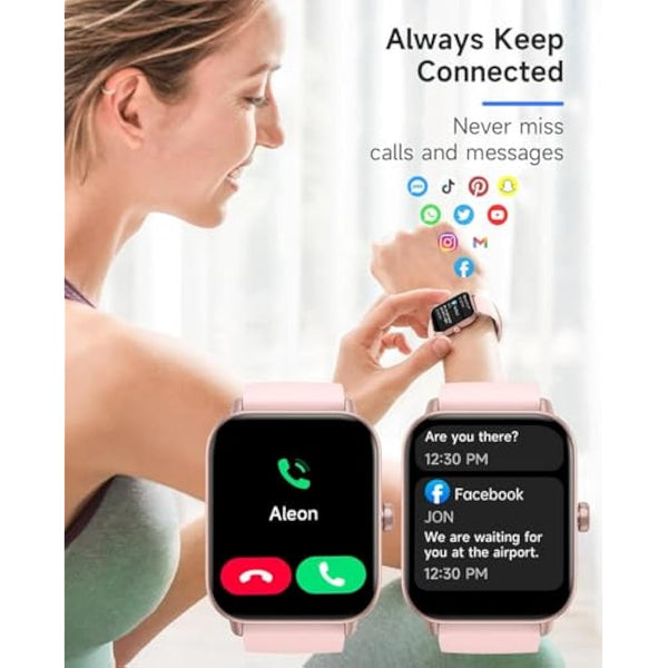 TOOBUR Smart Watch for Women Alexa Built-in, IP68 Waterproof Swimming, 1.8" Fitness Watch with Answer&Make Call/Heart Rate/Step Counter/Sleep Tracker/100 Sports, Compatible Android iOS