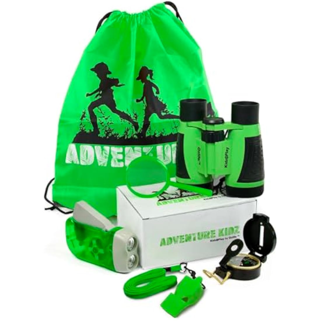 Adventure Kidz - Outdoor Exploration Kit, Children’s Toy Binoculars, Flashlight, Compass, Fox Whistle, Magnifying Glass, Backpack. Great Kids Gift Set for Camping, Hiking, Educational, Pretend Play.