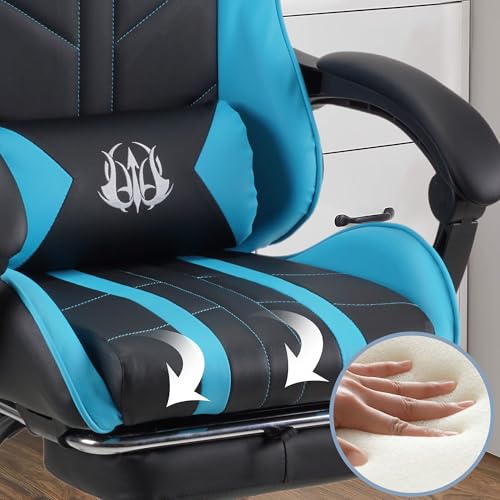 Play haha.Ergonomic reclining seat with footrest adjustable headrest and lumbar cushion high back support padded armrests PU leather finish for gaming home or office use