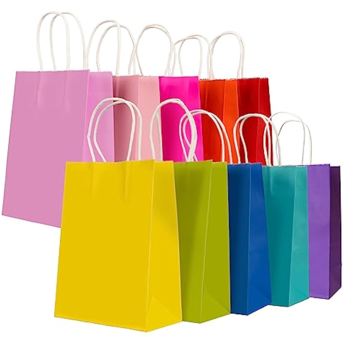 30 Pcs Paper Party Bags 10 Colors Present Bags Kraft Paper Bags with Handles, Party Present Bags Thick Kraft Bags for Kids, Present, Candy, Cookie, Celebrations, Baby Shower, Birthday(21 x 15 x 8 cm)