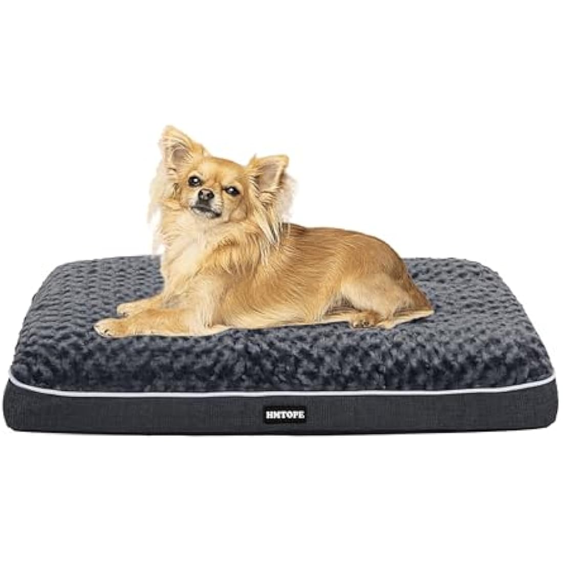 HMTOPE Orthopaedic Dog Bed, Double Deck Design, Washable, 76 cm for Small Dogs, Dark Grey