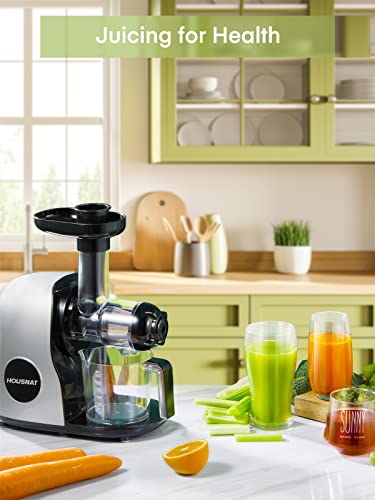 Juicer Machines, HOUSNAT Slow Masticating Juicers Whole Fruit and Vegetable, Professional Cold Press Juicer Extractor with Quiet Motor and Reverse