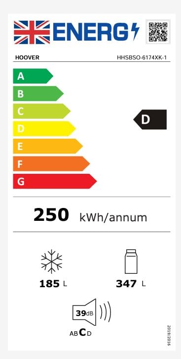 Hoover H-FRIDGE 500 MAXI Freestanding American Fridge Freezer with Water Dispenser, Side by Side, Total No Frost Technology, E Class, 532L Total Capacity, Inox, 91x67x177 cm - HHSBSO6174XWDK-1