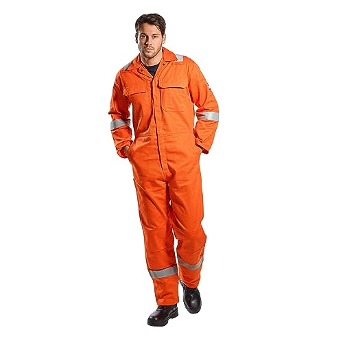 Portwest BIZ5 Men's Hi Vis FR Coveralls - Bizweld Iona Flame Resistant Fireproof Workwear Overalls